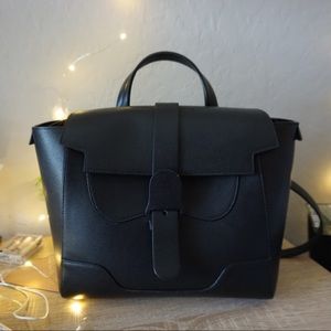 Senreve Midi Maestra in Black Pebbled Leather